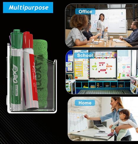 Magnetic Marker Holder for Whiteboard, Magnetic Pen Pencil Holder, Magnetic Dry Erase Marker Holder, Adhesive Strong Magnet Marker Cup Organizer for Whiteboard, Fridge, School, Classroom in Saudi Arabia