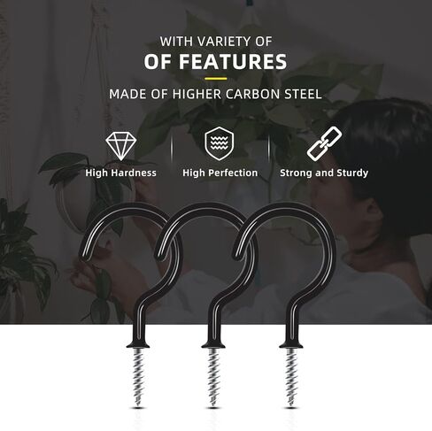 30 قطعة من خطافات الأكواب، خطاطيف تعليق السقف، خطافات كأس المسمار، خطاطيف تثبيت سوداء شديدة التحمل، حامل خطاف للأكواب للتعليق، مفتاح كوب الشاي، للاستخدام الداخلي والخارجي in Kuwait