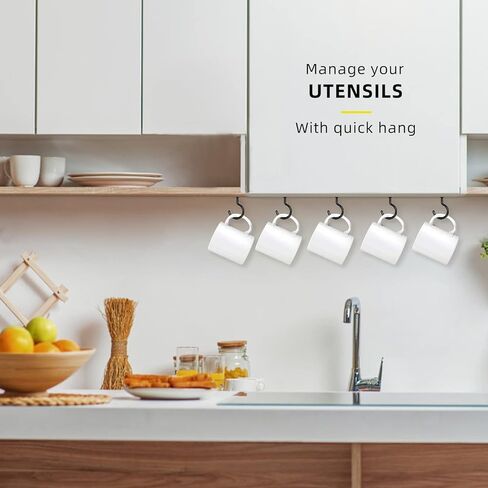 30 قطعة من خطافات الأكواب، خطاطيف تعليق السقف، خطافات كأس المسمار، خطاطيف تثبيت سوداء شديدة التحمل، حامل خطاف للأكواب للتعليق، مفتاح كوب الشاي، للاستخدام الداخلي والخارجي in Kuwait