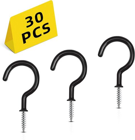 30 قطعة من خطافات الأكواب، خطاطيف تعليق السقف، خطافات كأس المسمار، خطاطيف تثبيت سوداء شديدة التحمل، حامل خطاف للأكواب للتعليق، مفتاح كوب الشاي، للاستخدام الداخلي والخارجي in Kuwait