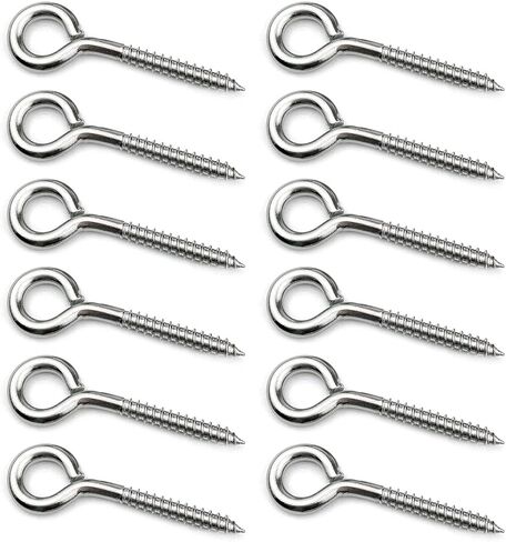 12 قطعة 3.2 "304 الفولاذ المقاوم للصدأ عيون المسمار السنانير ، مسامير التنصت الثقيلة خطاطيف تعليق المسمار في حلقة خطاف العين in Kuwait