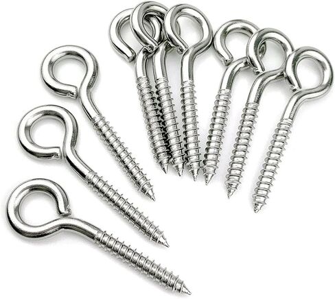 12 قطعة 3.2 "304 الفولاذ المقاوم للصدأ عيون المسمار السنانير ، مسامير التنصت الثقيلة خطاطيف تعليق المسمار في حلقة خطاف العين in Kuwait
