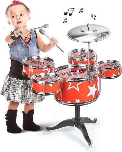 مجموعة طبول للأطفال الصغار من سن 1 إلى 3 فتيات، مجموعة طبول للأطفال، مجموعة طبول موسيقية، ألعاب طبلة جاز للأطفال للأعمار من 1 إلى 3 سنوات in Kuwait