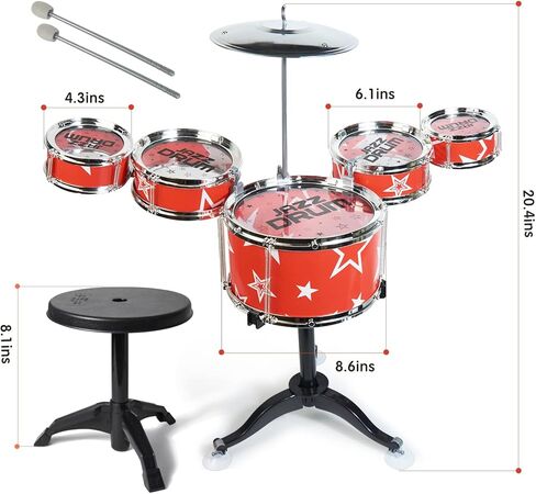 مجموعة طبول للأطفال الصغار من سن 1 إلى 3 فتيات، مجموعة طبول للأطفال، مجموعة طبول موسيقية، ألعاب طبلة جاز للأطفال للأعمار من 1 إلى 3 سنوات in Kuwait