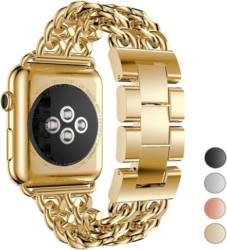 Compatible Apple Watch Band for Woman Man 41mm 38mm 40mm, Stainless Steel Cowboy Style for iWatch Series 9 8 7 6 5 4 3 2 se Bracelet (Black) in Kuwait
