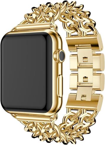 Compatible Apple Watch Band for Woman Man 41mm 38mm 40mm, Stainless Steel Cowboy Style for iWatch Series 9 8 7 6 5 4 3 2 se Bracelet (Black) in Kuwait