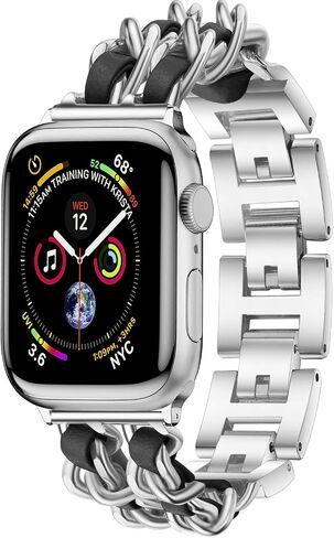 Compatible Apple Watch Band for Woman Man 41mm 38mm 40mm, Stainless Steel Cowboy Style for iWatch Series 9 8 7 6 5 4 3 2 se Bracelet (Black) in Kuwait