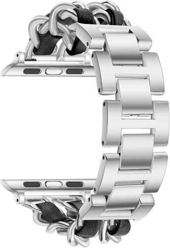 Compatible Apple Watch Band for Woman Man 41mm 38mm 40mm, Stainless Steel Cowboy Style for iWatch Series 9 8 7 6 5 4 3 2 se Bracelet (Black) in Kuwait