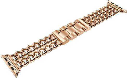 Compatible Apple Watch Band for Woman Man 41mm 38mm 40mm, Stainless Steel Cowboy Style for iWatch Series 9 8 7 6 5 4 3 2 se Bracelet (Black) in Kuwait