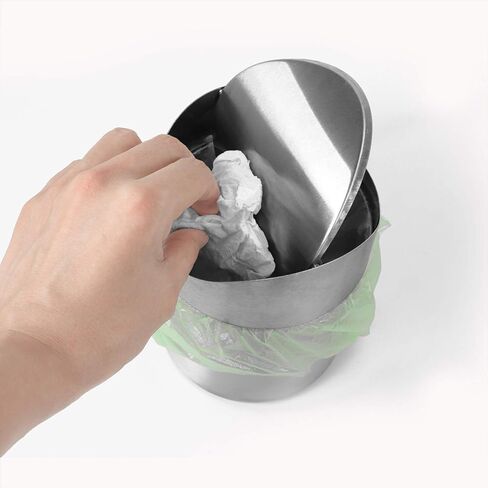 Mini Countertop Brushed Can Stainless Steel Swing Lid Trash Can Set, Come with Trash Bag, 1.5 L / 0.40 Gal Silver Color in Kuwait