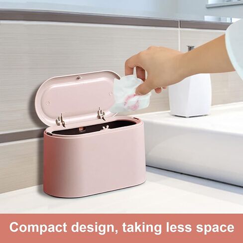 Mini Desk Trash Can with Lid with 90 Pcs Trash Bag, Lint Bin 0.5 Gallon Countertop Waste Bin for Table Tiny Garbage Can for Office Bedroom (Pink) in Saudi Arabia