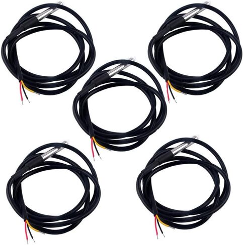 5PCS DS18B20 Temperature Sensor, Waterproof Temp Digital Thermal Stainless Steel Tube Probe 3M 118.1 inch for Raspberry pi, Arduino in Saudi Arabia