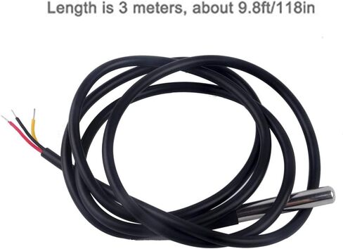 5PCS DS18B20 Temperature Sensor, Waterproof Temp Digital Thermal Stainless Steel Tube Probe 3M 118.1 inch for Raspberry pi, Arduino in Saudi Arabia