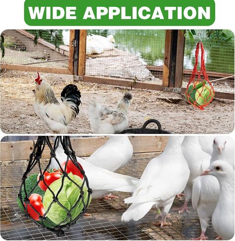 4Pcs Vegetable Hanging Feeder, Hanging Chicken Feeder, Vegetable Fruit String Bag Poultry Feeder, Chicken Toys for Coop Chick Duck Bird Feeders for Outdoor Hanging, Chicken Supplies(2 Red, 2 Black) in Saudi Arabia