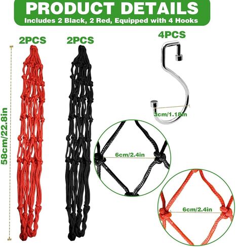 4Pcs Vegetable Hanging Feeder, Hanging Chicken Feeder, Vegetable Fruit String Bag Poultry Feeder, Chicken Toys for Coop Chick Duck Bird Feeders for Outdoor Hanging, Chicken Supplies(2 Red, 2 Black) in Saudi Arabia