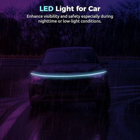 Homaisson شريط إضاءة لغطاء السيارة، ضوء LED للسيارة، غطاء سيارة مقاوم للماء مقاس 72 بوصة، ضوء LED خارجي مرن أثناء النهار للسيارات وسيارات الدفع الرباعي والشاحنات (الضوء الأزرق) in Kuwait