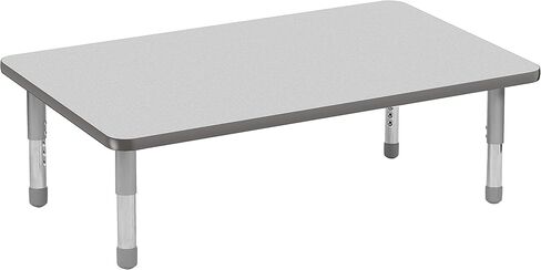 طاولة أطفال مستطيلة للأنشطة 10097-GYGT من Factory Direct Partners (30 بوصة × 48 بوصة) أرجل أرضية فضية قصيرة، مساحات تعاونية في المنزل والفصول الدراسية، ارتفاع قابل للتعديل 11-16 بوصة (جزء علوي رمادي/حافة رمادية) in Kuwait