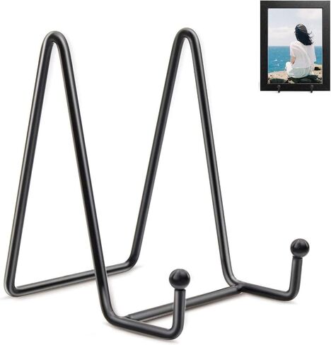 حامل لوحة معدنية سوداء للعرض، حامل أطباق مزخرف للأعمال الفنية، حامل إطار الصورة، لحامل عرض الحامل، والكتاب، وحامل الصور، وحامل كتب الطبخ والعمل الفني - عبوتان (6 بوصات) in Kuwait