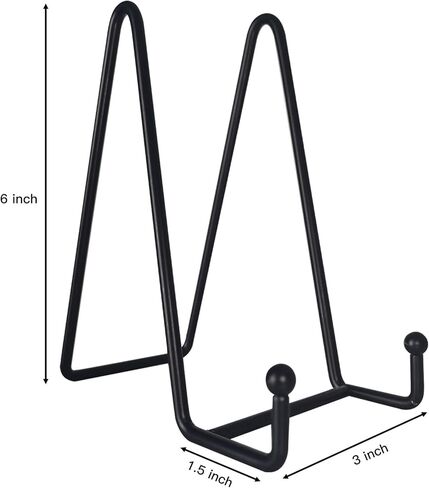 حامل لوحة معدنية سوداء للعرض، حامل أطباق مزخرف للأعمال الفنية، حامل إطار الصورة، لحامل عرض الحامل، والكتاب، وحامل الصور، وحامل كتب الطبخ والعمل الفني - عبوتان (6 بوصات) in Kuwait