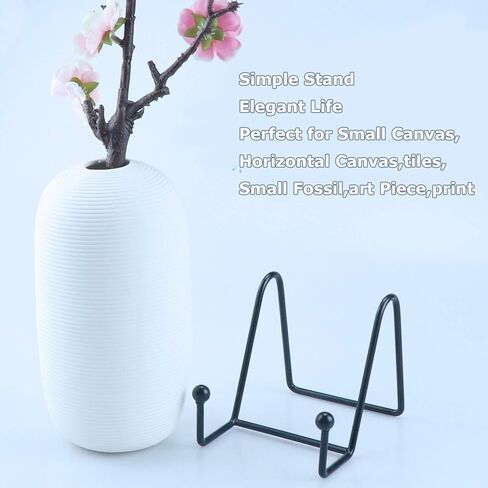 حامل لوحة معدنية سوداء للعرض، حامل أطباق مزخرف للأعمال الفنية، حامل إطار الصورة، لحامل عرض الحامل، والكتاب، وحامل الصور، وحامل كتب الطبخ والعمل الفني - عبوتان (6 بوصات) in Kuwait