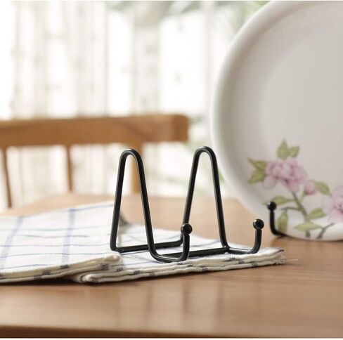 حامل لوحة معدنية سوداء للعرض، حامل أطباق مزخرف للأعمال الفنية، حامل إطار الصورة، لحامل عرض الحامل، والكتاب، وحامل الصور، وحامل كتب الطبخ والعمل الفني - عبوتان (6 بوصات) in Kuwait