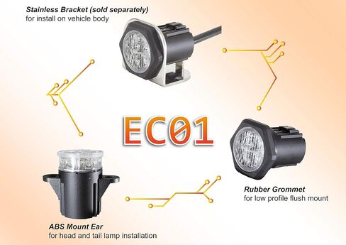 EC01 Hideaway Warning Emergency Strobe Light Surface Mount [SAE class 1] [IP68] for Police and Tow Truck Construction Vehicle Amber in Saudi Arabia