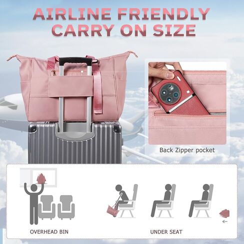 CANWAY Large Travel Tote Bag - Weekender Duffle Bag for Women, Carry on Duffel Bag with Multi Pockets for Travel/Shop/Gym in Kuwait