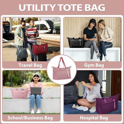 CANWAY Large Travel Tote Bag - Weekender Duffle Bag for Women, Carry on Duffel Bag with Multi Pockets for Travel/Shop/Gym in Kuwait