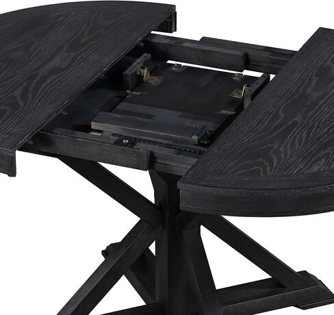 طقم طاولة طعام لـ 4 أشخاص، 5 قطع طاولات وكراسي المطبخ بما في ذلك طاولة طعام مستديرة قابلة للتمديد وأربعة كراسي منجدة، سطح طاولة من الخشب الحبيبي، مسند ظهر سلم، أرجل مطاطية من الخشب الصلب in Kuwait