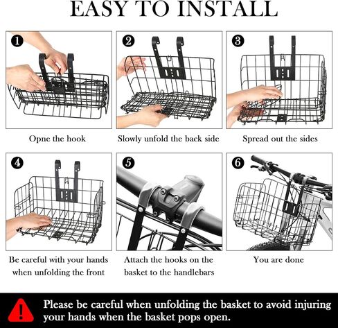 Front Bike Basket,Folding Bike Basket Front/Rear for Bicycle Handlebar/Rear Cargo Rack in Saudi Arabia