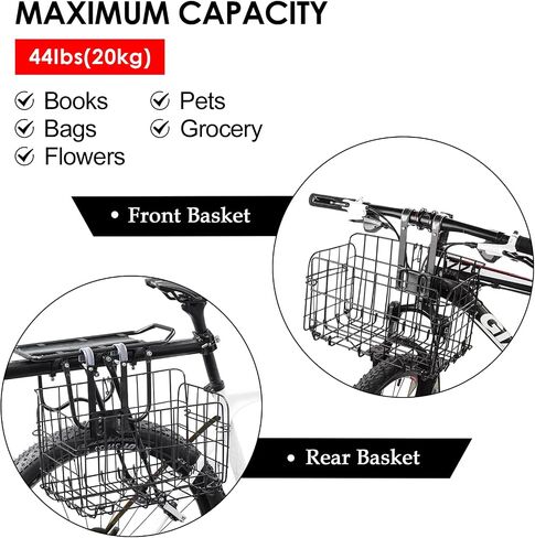 Front Bike Basket,Folding Bike Basket Front/Rear for Bicycle Handlebar/Rear Cargo Rack in Saudi Arabia