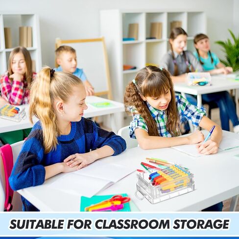 25 Pcs Plastic Crayon Boxes with Snap Lids Clear Crayon Organizers and Storage Stackable Crayon Container, Bulk Stacking Crayon Case for Pen Pencil Art Crafts Classroom Office School Supplies in Saudi Arabia