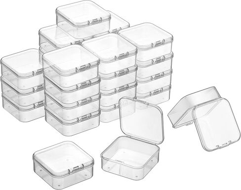 32 Pieces Small Plastic Bead Storage Containers and Organizer Transparent Boxes with Hinged Lid, Clear Craft Supply Box for DIY Art Craft Accessor, Jewelry, Diamonds(2.5 x 2.5 x 0.8 inch) in Saudi Arabia