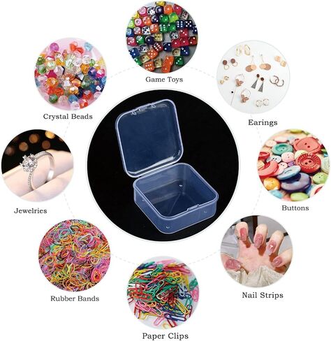 32 Pieces Small Plastic Bead Storage Containers and Organizer Transparent Boxes with Hinged Lid, Clear Craft Supply Box for DIY Art Craft Accessor, Jewelry, Diamonds(2.5 x 2.5 x 0.8 inch) in Saudi Arabia