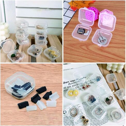 32 Pieces Small Plastic Bead Storage Containers and Organizer Transparent Boxes with Hinged Lid, Clear Craft Supply Box for DIY Art Craft Accessor, Jewelry, Diamonds(2.5 x 2.5 x 0.8 inch) in Saudi Arabia