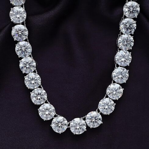قلادة سلسلة تنس سوليتير 10 مم من SAVEARTH DIAMONDS للرجال، 196 قيراط معمل مستدير مصنوع من الماس المويسانتي للرجال قلادة مجوهرات من الذهب عيار 18 قيراط فوق الفضة الاسترليني (85.00 جرام) بطول 20 بوصة in Saudi Arabia