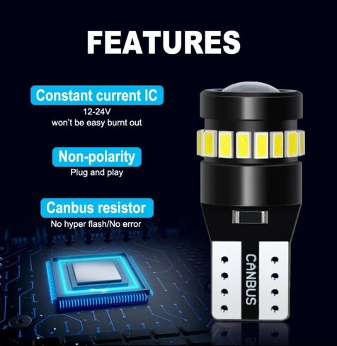 Premium 194 LED Bulb Error-Free with Projector & Canbus - 400 Lumens T10 194 LED Auto Bulbs - for Interior, Dome, Map, Door, Courtesy, License Plate Lights - Pack Of 2 (Orange) in Saudi Arabia
