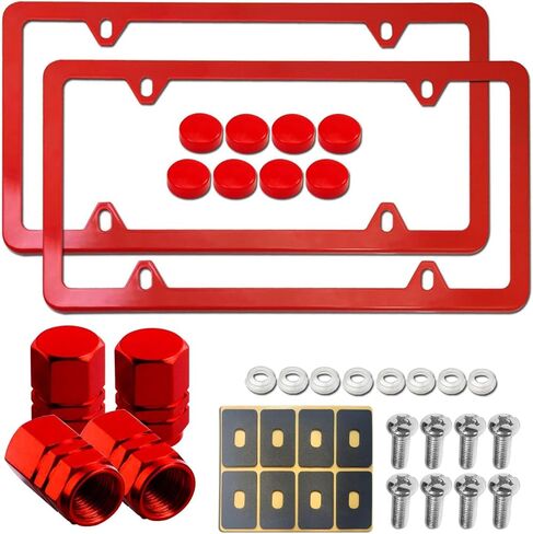 Aootf Blue License Plate Frames- Cute Car Tag Holders for Women, 2 Pack Slim Aluminum Bracket with Mount Kit Fit Front & Rear, 2 Holes, Personalized Accessories- Screws, Caps in Saudi Arabia