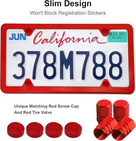 Aootf Blue License Plate Frames- Cute Car Tag Holders for Women, 2 Pack Slim Aluminum Bracket with Mount Kit Fit Front & Rear, 2 Holes, Personalized Accessories- Screws, Caps in Saudi Arabia