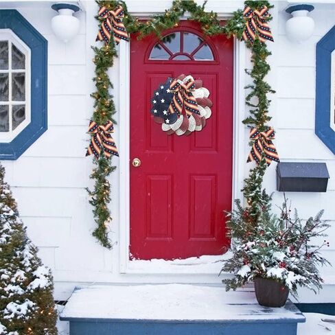 شريط TONIFUL الرابع من يوليو، شريط وطني، أشرطة سلكية باللونين الأحمر والأزرق والأبيض، نجوم وخطوط بمناسبة عيد الاستقلال في الرابع من يوليو، شريط العلم الأمريكي لديكور قوس إكليل الزهور (2-1/2 بوصة × 10 ياردة) in Kuwait