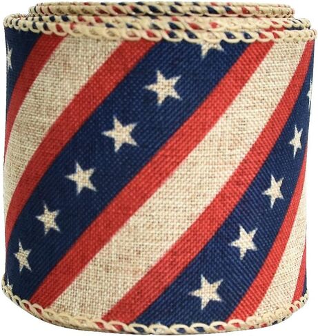 شريط TONIFUL الرابع من يوليو، شريط وطني، أشرطة سلكية باللونين الأحمر والأزرق والأبيض، نجوم وخطوط بمناسبة عيد الاستقلال في الرابع من يوليو، شريط العلم الأمريكي لديكور قوس إكليل الزهور (2-1/2 بوصة × 10 ياردة) in Kuwait