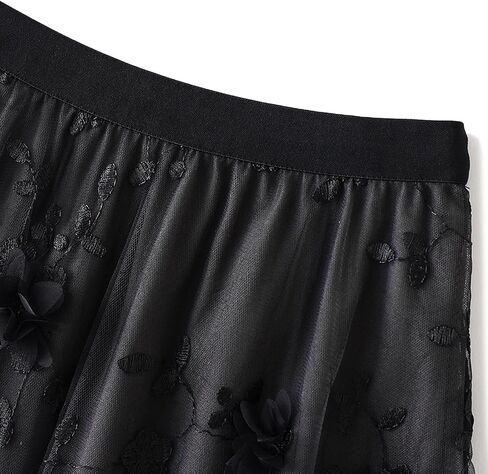ABAFIP Women's Floral Embroidered Tulle Skirt Elastic High Waist Mesh Tutu A-Line Embroidery Midi Long Skirts in Saudi Arabia