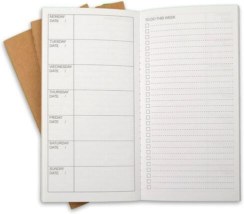 RICCO BELLO Travelers Notebook Insert, Weekly To Do Undated Calendar Refill, 8.25 x 4.25 inches (Set of 3) in Saudi Arabia