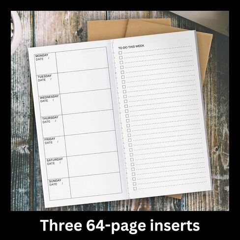 RICCO BELLO Travelers Notebook Insert, Weekly To Do Undated Calendar Refill, 8.25 x 4.25 inches (Set of 3) in Saudi Arabia