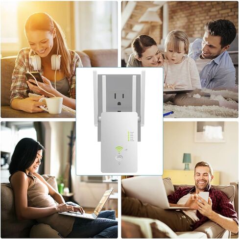 WiFi Range Extender Signal Booster Covers Up to 2640 Sq.ft and 25 Devices, Up to 1200Mbps Dual Band WiFi Repeater with Ethernet Port Internet Booster for Home in Kuwait