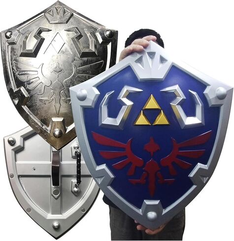2024 Link Real Hylian Shield Metal Zalde Link Master Shield كامل الحجم زي الدعائم الأزرق in Kuwait