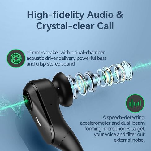 GOLREX 100H Playtime Headphones Wireless Bluetooth with Charging Case IP8 Waterproof Powerful Bass Over Ear Headphones with LED Display in Kuwait