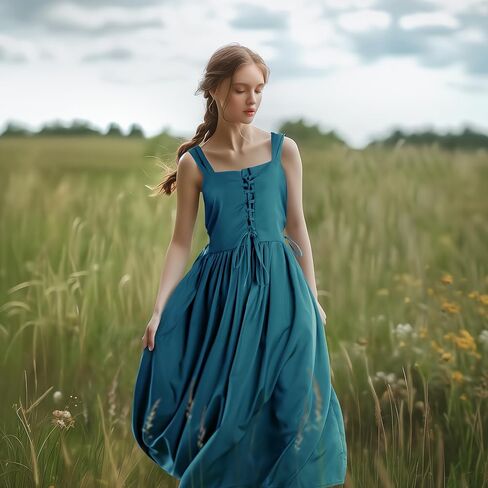 فستان أسود من عصر النهضة بدون أكمام من القرون الوسطى كوتيجكور الأيرلندية برباط على الخصر فساتين طويلة للنساء in Kuwait