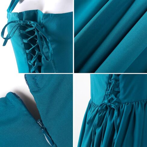 فستان أسود من عصر النهضة بدون أكمام من القرون الوسطى كوتيجكور الأيرلندية برباط على الخصر فساتين طويلة للنساء in Kuwait