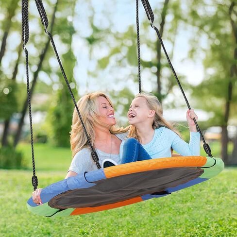 أرجوحة صحن مقاس 40 بوصة في الهواء الطلق للأطفال - أرجوحة دائرية قوية وقوية على شكل شجرة لمتعة ساحة اللعب في الفناء الخلفي - هدية للأطفال لأعياد الميلاد والعطلات - متعددة الألوان in Kuwait